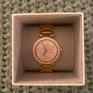 Michael Kors Oversized Pavé Logo Rose Gold Watch